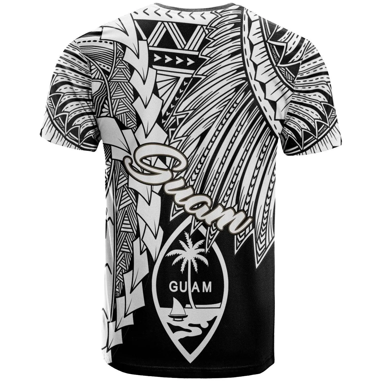 Guam Polynesian T-Shirt - Tribal Wave Tattoo White