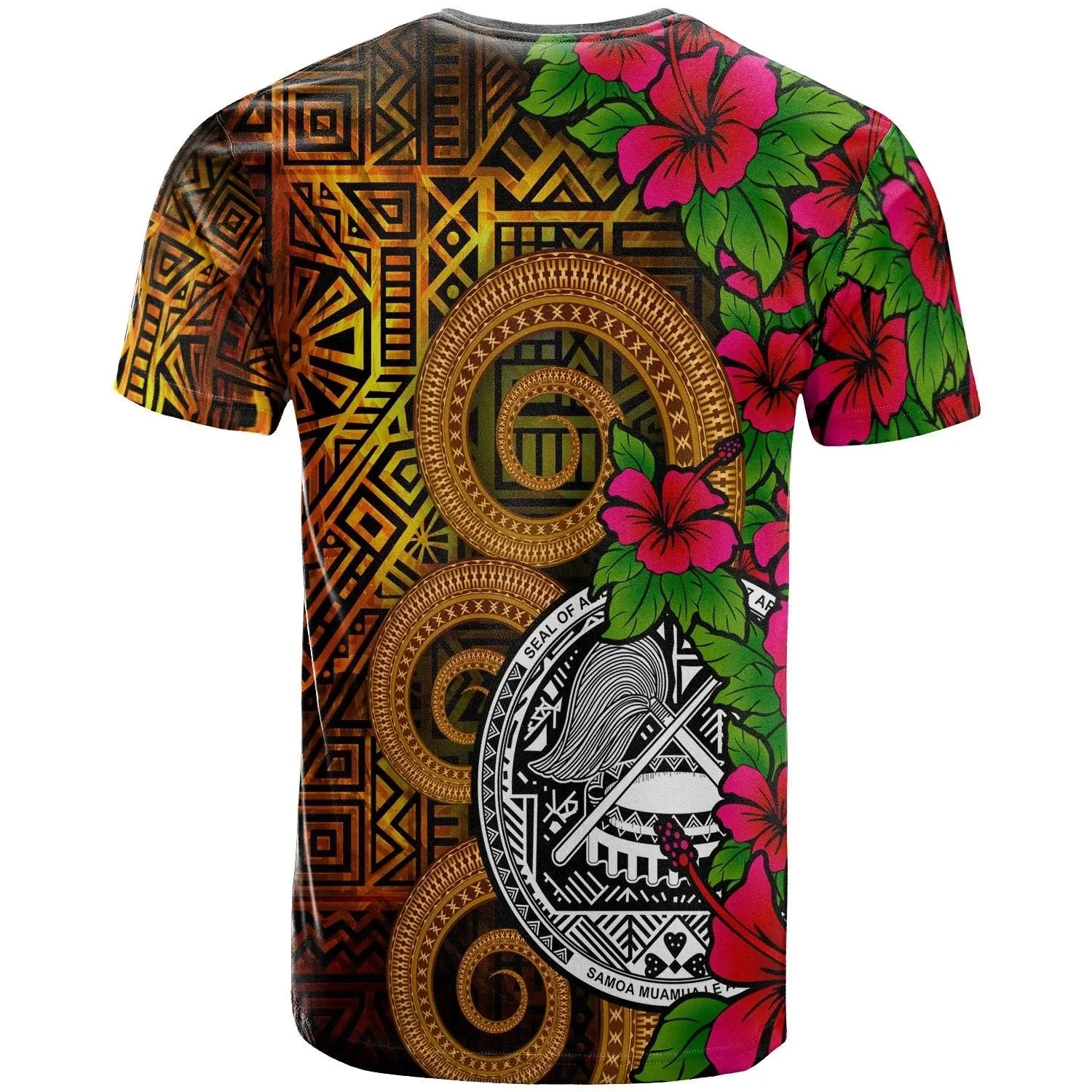 American Samoa Polynesian T-Shirt - Hibiscus Vintage - BN12