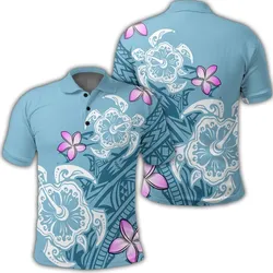 Hawaii Turtle Plumeria Polynesian Simple Polo Shirt - AH
