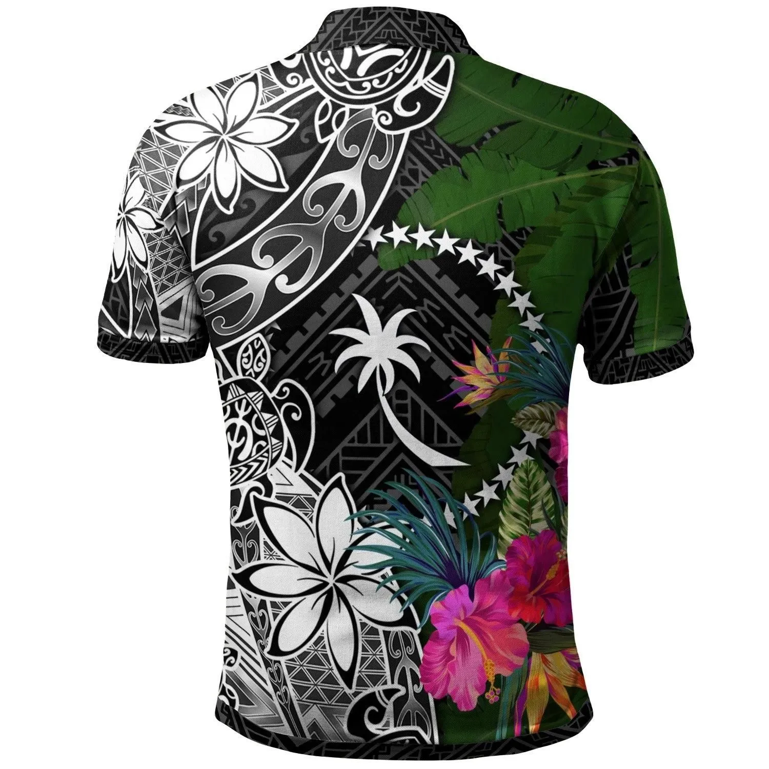 Chuuk Custom Personalised Polo Shirt - Turtle Plumeria Banana Leaf - BN11