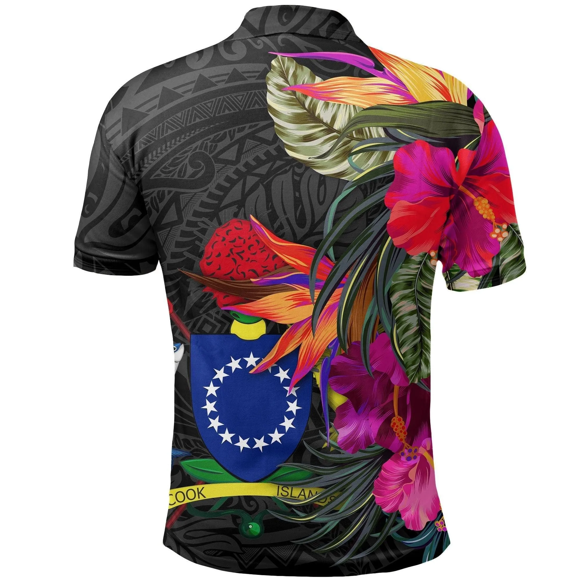 Cook Islands Polo Shirt - Polynesian Hibiscus Pattern