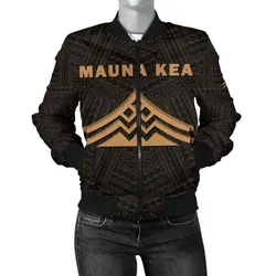 Hawaii Mauna Kea Polynesian Womens Bomber Jacket Gold