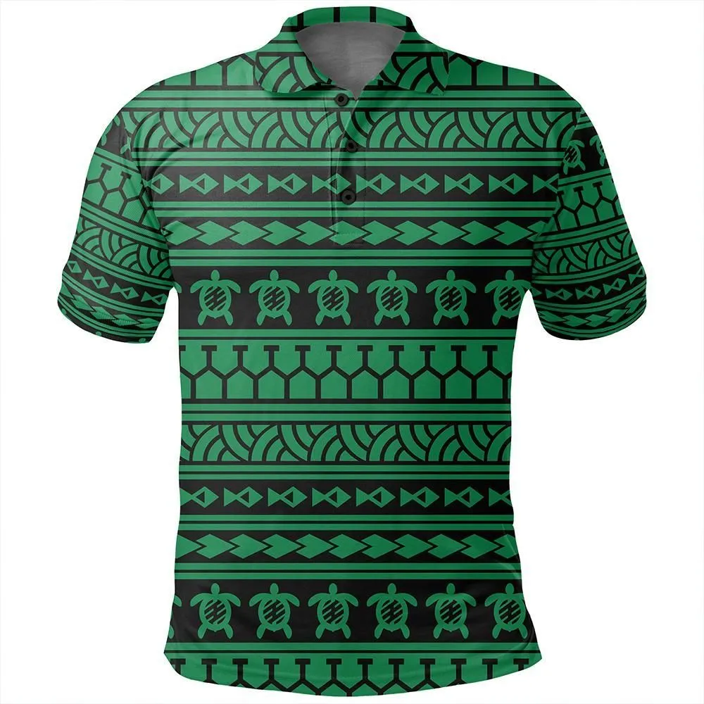 Unisex Polynesian Tattoo tribal Green Polo Shirt - AH