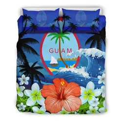 Guam Coat Of Arms Hibiscus Bedding Set 