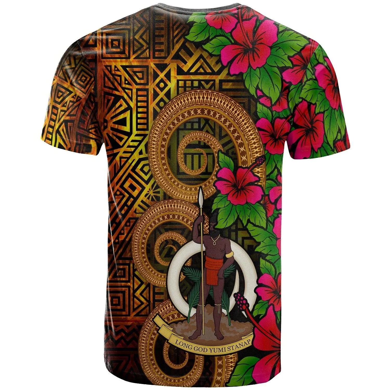 Vanuatu Polynesian Custom Personalised T-Shirt - Hibiscus Vintage - BN12