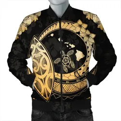 Hawaii Turtle Hibiscus Map Polynesian Bomber Jacket - AH