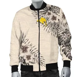 Papua New Guinea Mens Bomber Jacket - The Beige Hibiscus