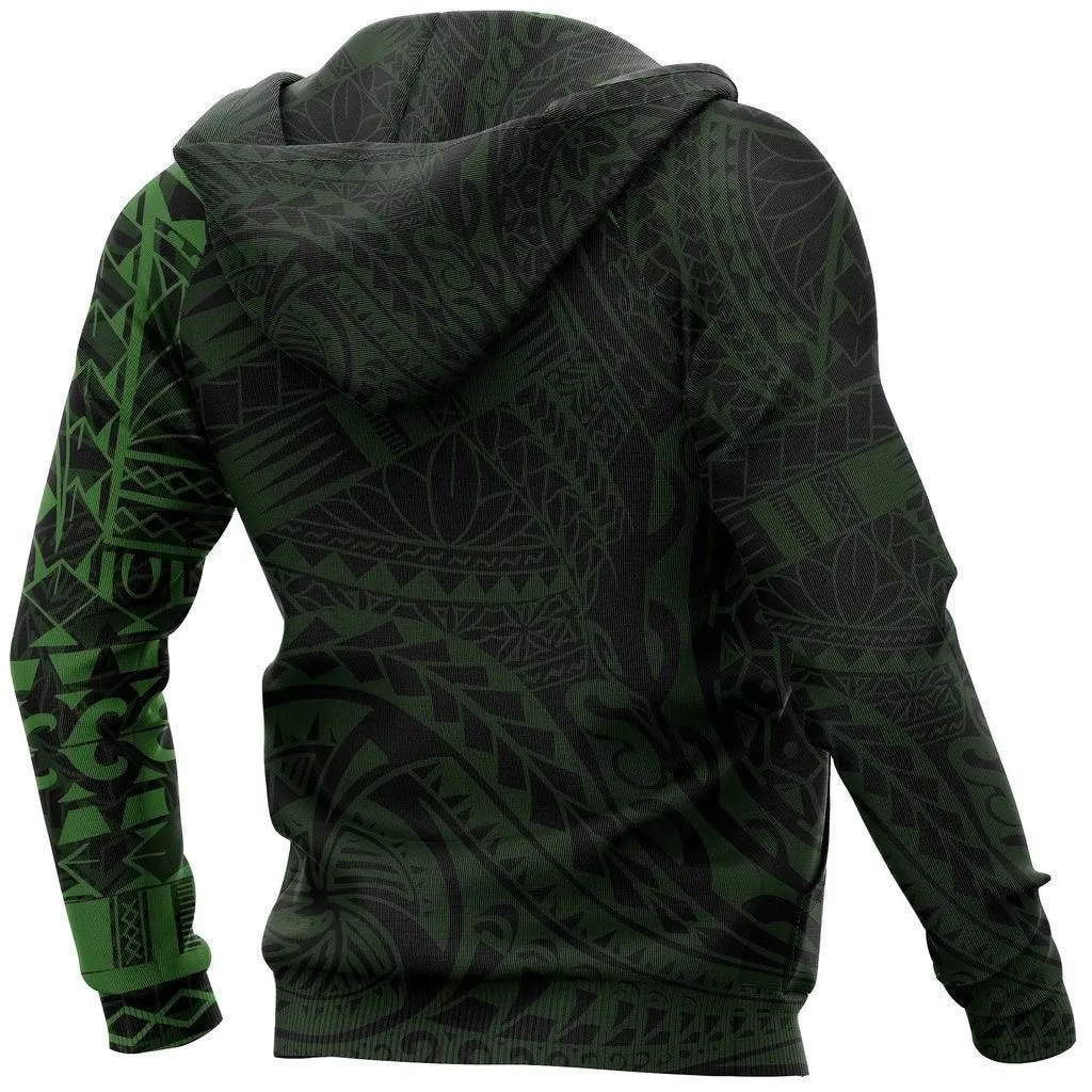 Polynesian Hoodie - Polynesian Green Tattoo Style