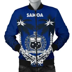 Samoa Polynesian Coconut Mens Bomber Jacket Blue