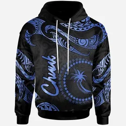 Chuuk Polynesian Hoodie - Poly Tattoo Blue Version