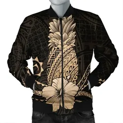 Alohawaii Jacket - Hawaii Polynesian Pineapple Hibiscus Bomber Jacket - Gold - AH - J4R