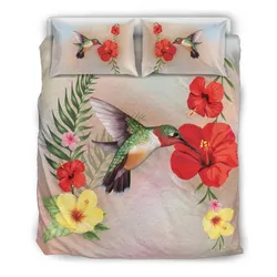Hawaiian Hummingbirds Hibiscus Polynesian Bedding Set