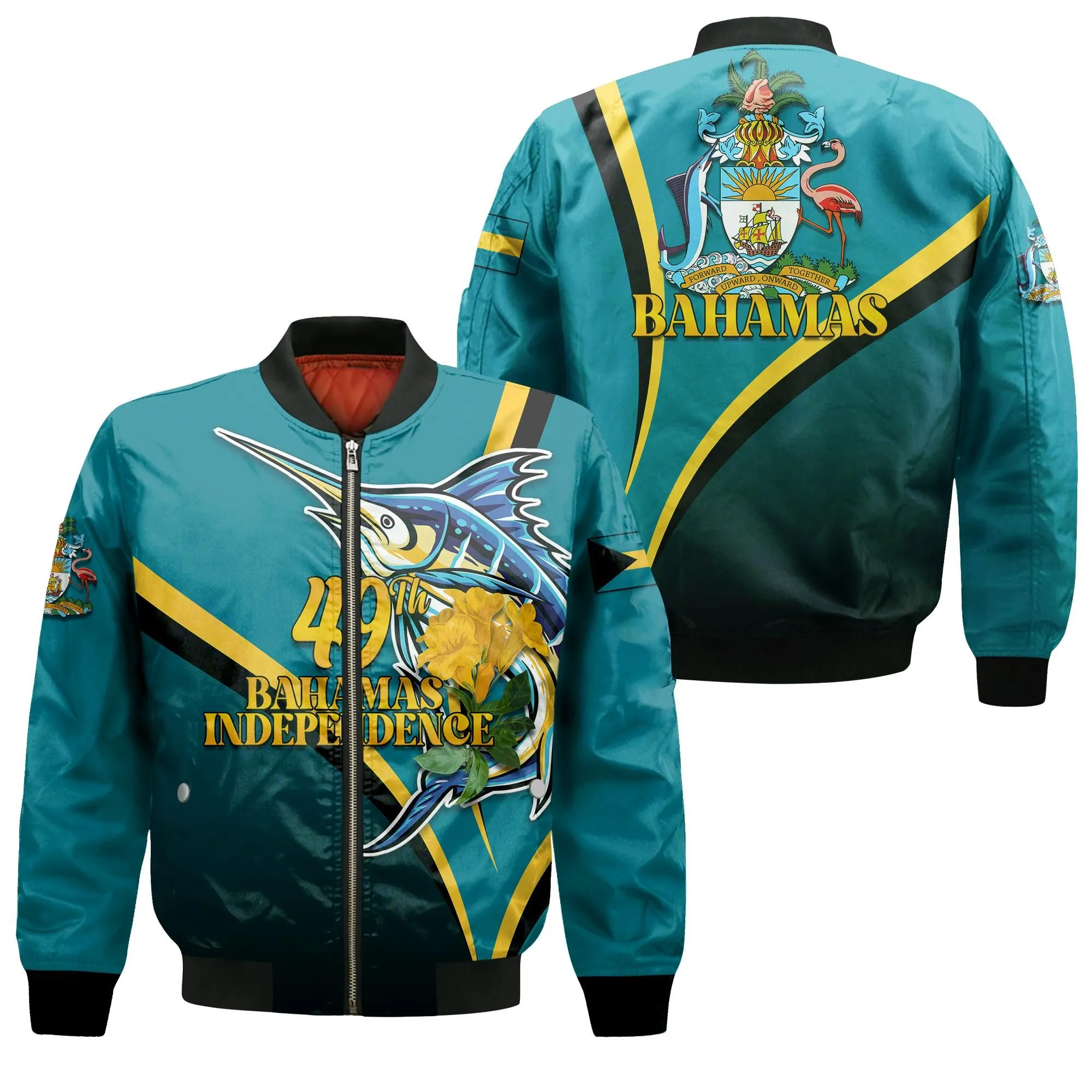 The Bahamas 49th Anniversary Independence Day Blue Marlin Bomber Jacket LT12