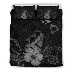 FamilyGater Bedding Set - Cover and Pillow Cases Hawaiian Map Heart Turtle Tattoo Hibiscus Polynesian - Gray - AH J9