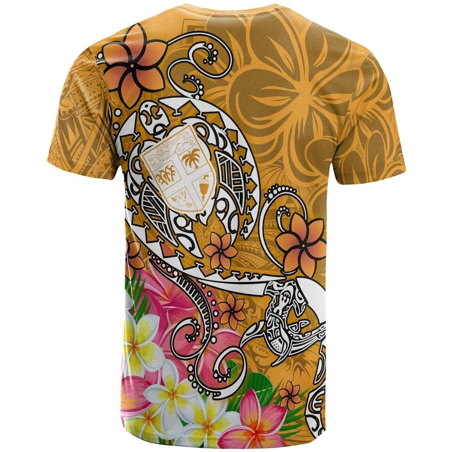 Fiji Custom Personalised T shirt - Turtle Plumeria (Gold)