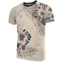 Solomon Islands T shirt - Solomon Islands Coat Of Arms Beige Hibiscus