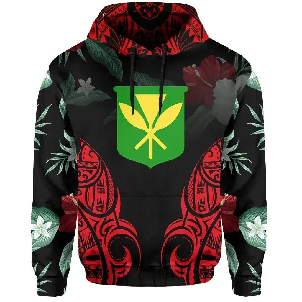 Alohawaii Clothing - Hoodie Polynesian Tropic Kanaka Maoli Hibiscus Hawaii Red - AH - J1