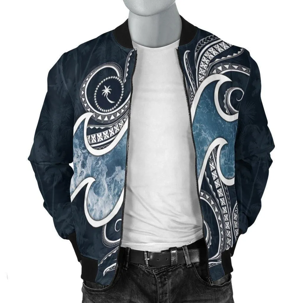 Chuuk Islands Polynesian Mens Bomber Jacket - Ocean Style