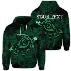 (Personalised) Hawaiian Turtle Hibiscus Plumeria Kanaka Polynesian Hoodie Green - Soft Style - AH