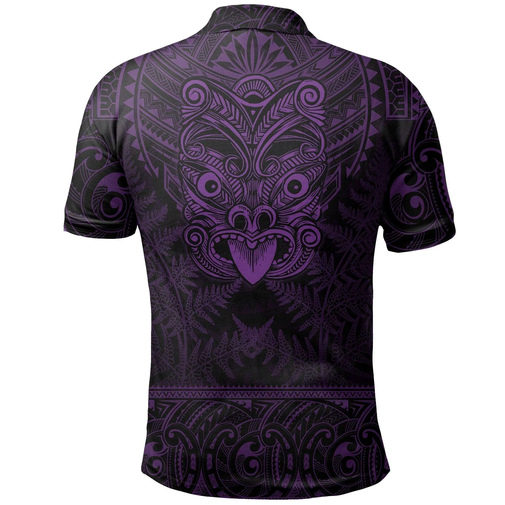 Polynesian Pride Polo Shirt - New Zealand Rugby Polo Shirt Maori Haka - Silver Fern (Purple)