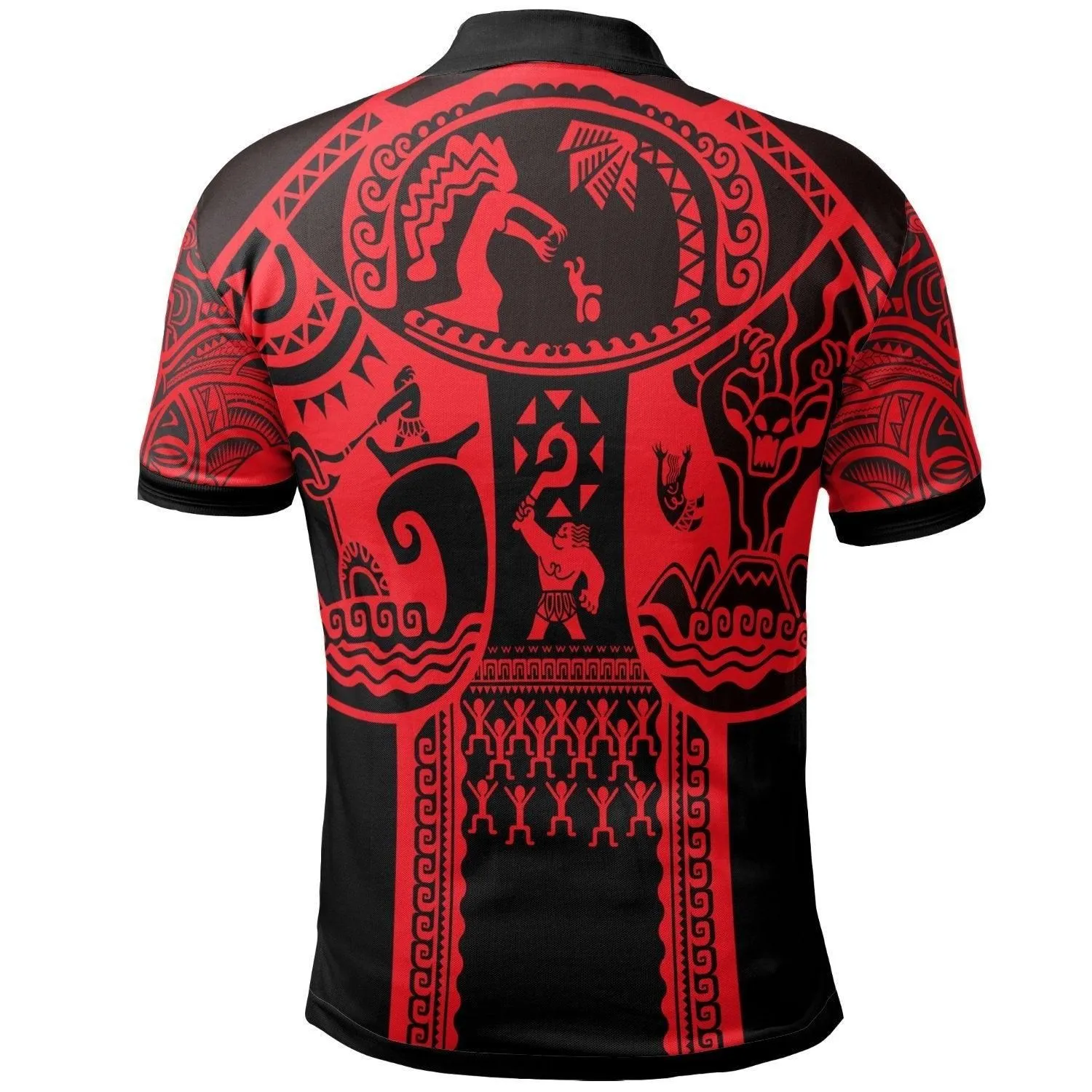 Polynesian Polo Shirt - Polynesian Patterns Maui Tattoo Red