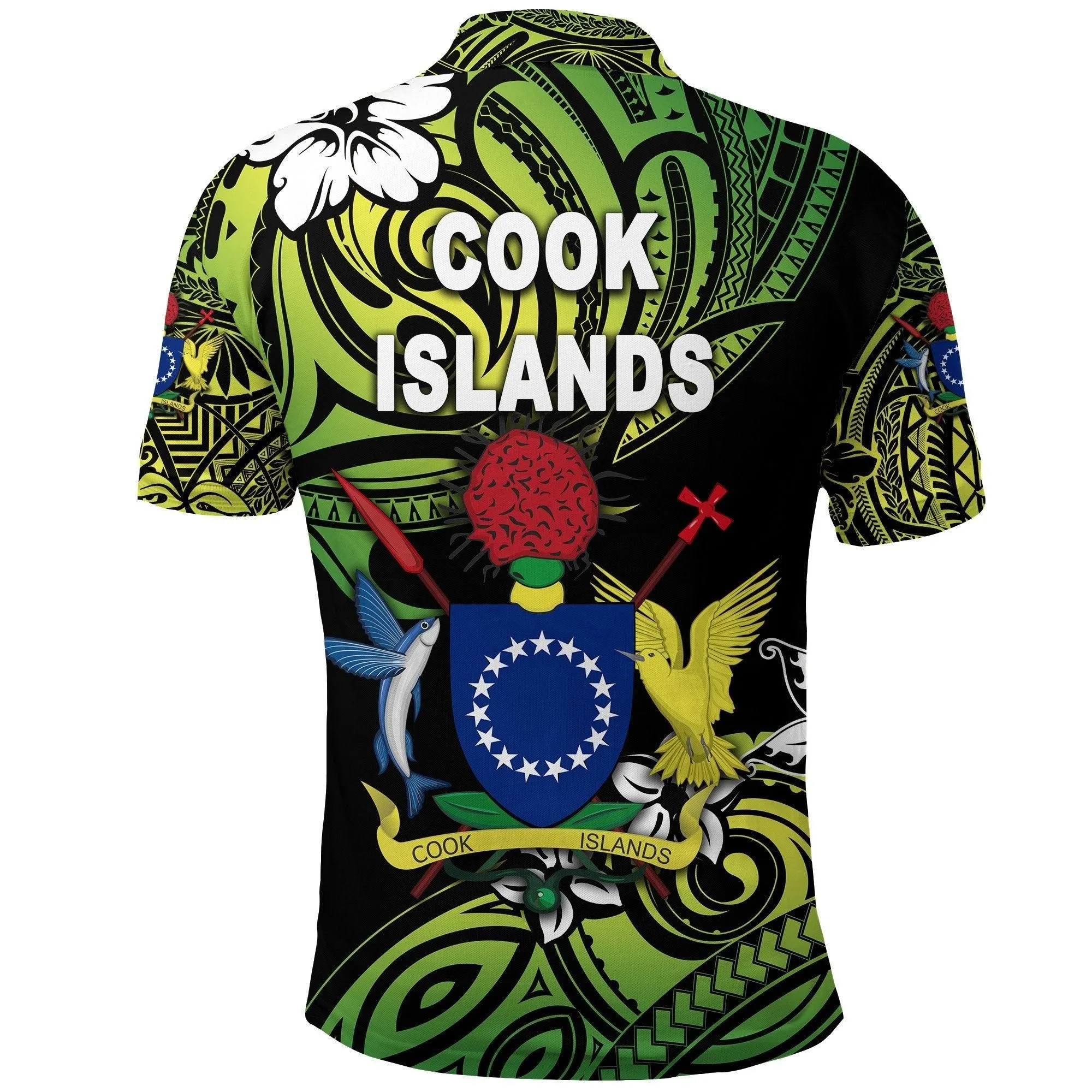 (Custom Personalised) Cook Islands Rugby Polo Shirt Unique Vibes Coat Of Arms - Green
