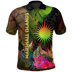 Alohawaii Shirt - Polo Shirt Marshall Islands Polynesian Hibiscus and Banana Leaves -BN15