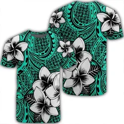 Alohawaii Tee - Hawaiian Plumeria Tribe Turquoise Polynesian T-Shirt AH - J0R