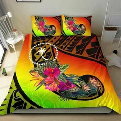 Vibe Hoodie Chuuk Bedding Set - Polynesian Hook And Hibiscus (Raggae)