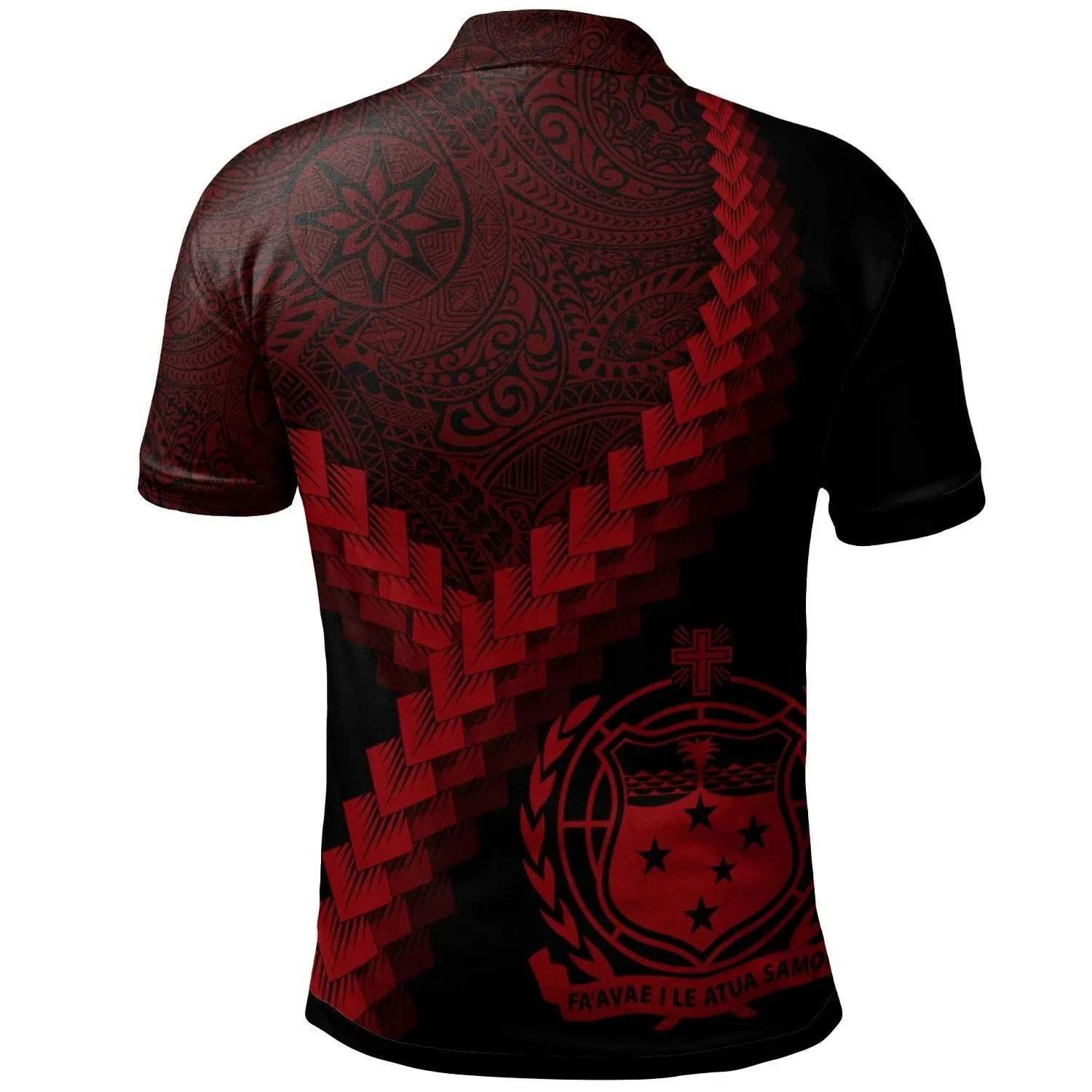 Samoa Polo Shirt - Samoa Coat Of Arms With Polynesian Tattoo Red - BN22