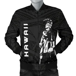Hawaii Helmet Polynesian Kanaka Warrior Mens Bomber Jacket