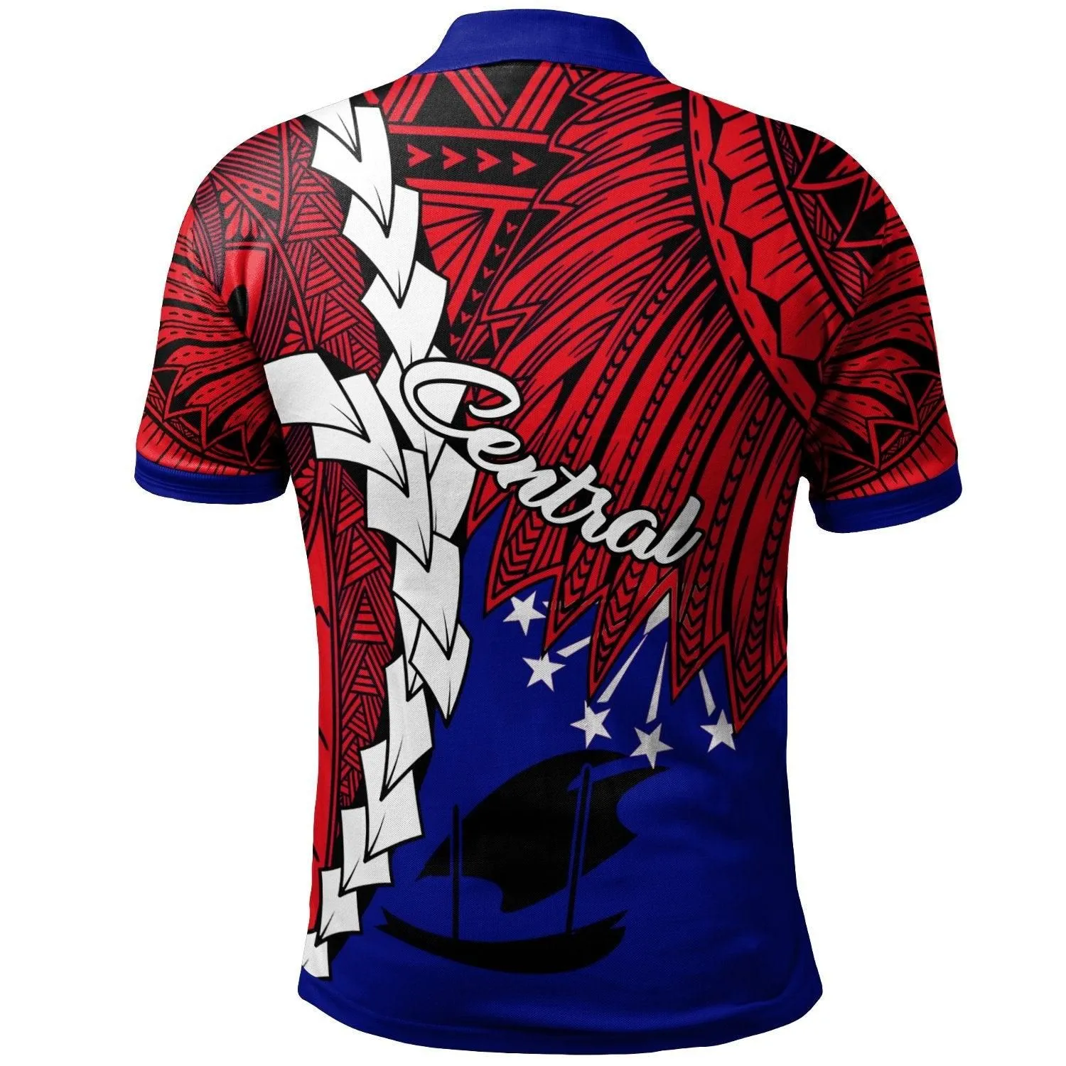 Papua New Guinea Central Province Polynesian Polo Shirt - Tribal Wave Tattoo