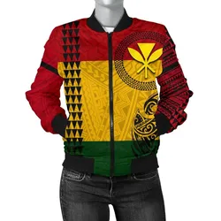 Hawaii Kanaka Flag Polynesian Personalized Womens Bomber Jacket