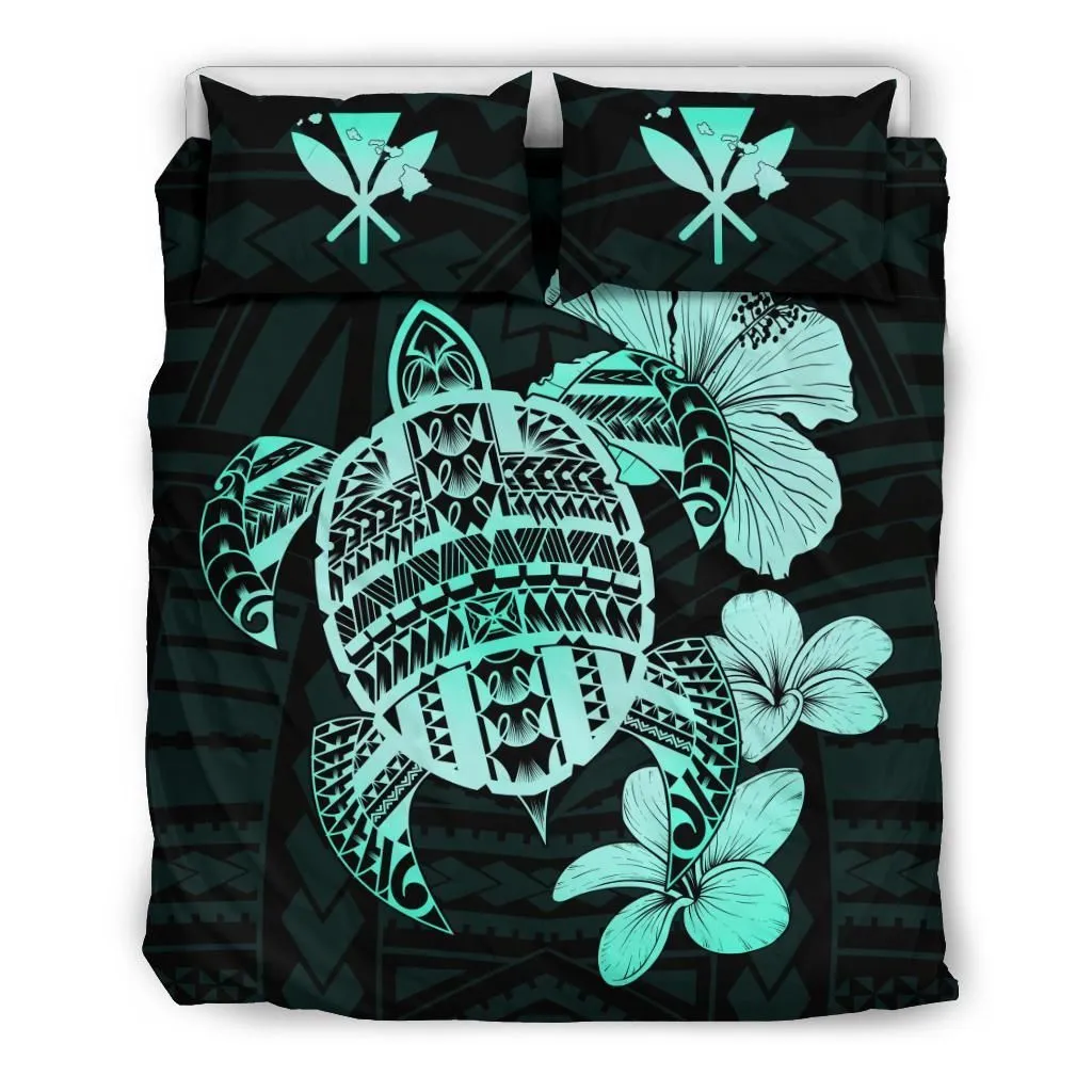 Hawaiian Kanaka Hibiscus Plumeria Mix Polynesian Turtle Fp Bedding Set Bevrfn