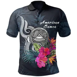 American Samoa Polynesian Polo Shirt - Tropical Flower