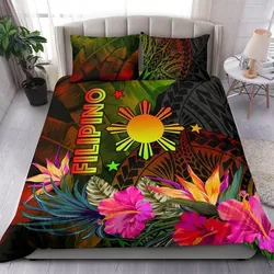 The Philippines Polynesian Bedding Set  -  Hibiscus and Banana Leaves - BN15