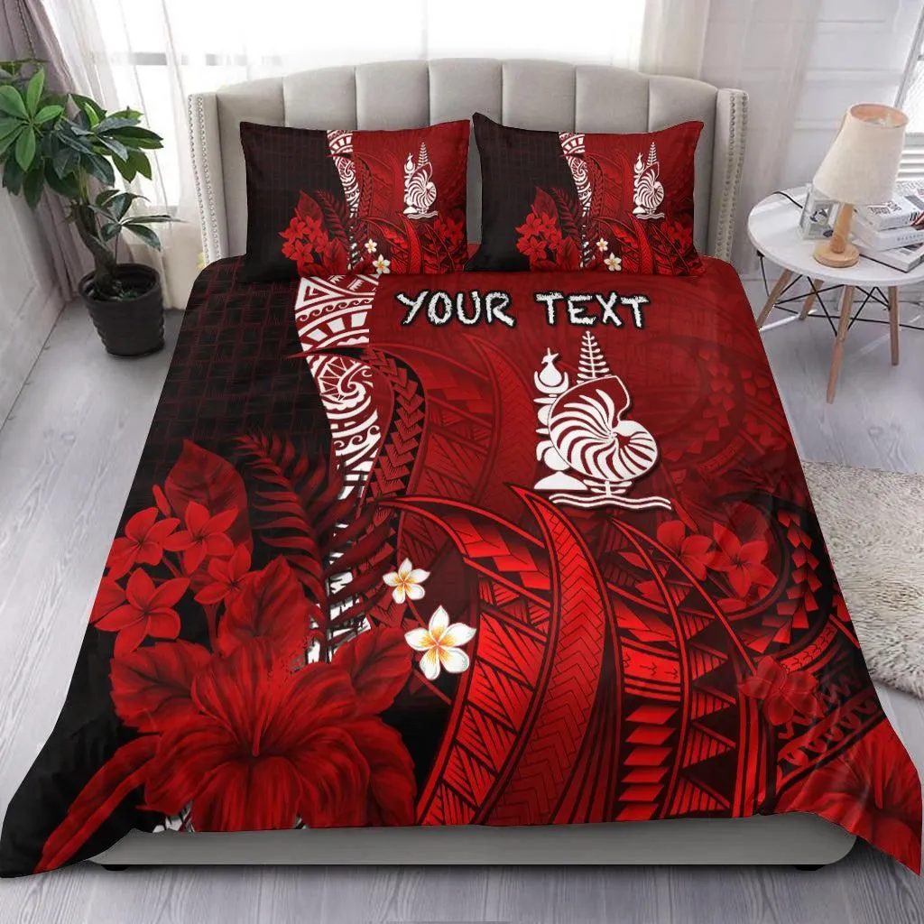 (Custom Personalised) New Caledonia Bedding Set Nautilus Red Polynesian Hibiscus LT13