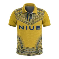 Niue Polo Shirt - Niue Seal Coat Of Arms Polynesian Chief Tattoo Flag Version