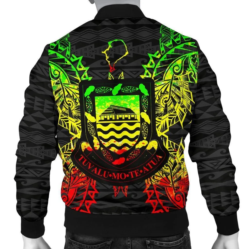 Tuvalu Polynesian Mens Bomber Jacket Map Reggae