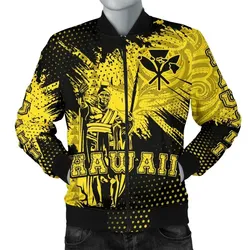 FamilyGater Jacket - King Kamehameha Hawaii Men's Bomber Jacket - Yellow - Vincent Style - AH J91