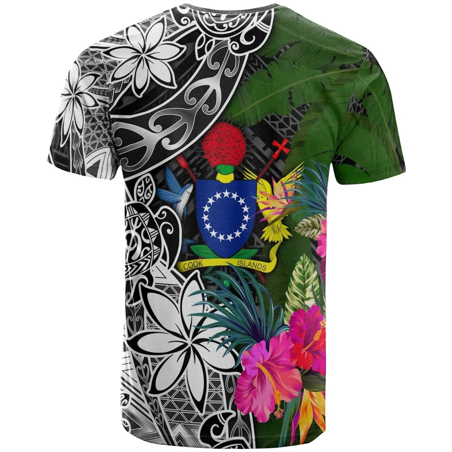 Cook Islands T-Shirt - Turtle Plumeria Banana Leaf - BN11