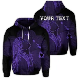 (Personalised) Hawaiian Map Heart Hula Girl Hibiscus Purple Polynesian Hoodie