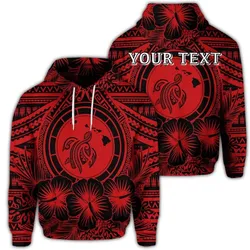 (Personalised) Hawaiian Map Honu Hibiscus Tropic Red Polynesian Hoodie - AH