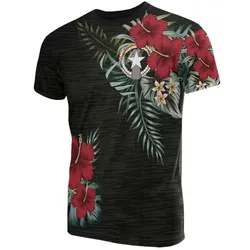 Northern Mariana Islands T-Shirt - Northern Mariana Islands Flag Hibiscus Palm Leaves