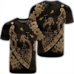Alohawaii Tee - Hawaiian Fish Hook Hibiscus Banzai Surfing Polynesian T-Shirt Gold - AH - J5R