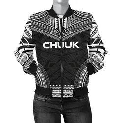 Chuuk Polynesian Chief Women'S Bomber Jacket - Black Version - Bn10