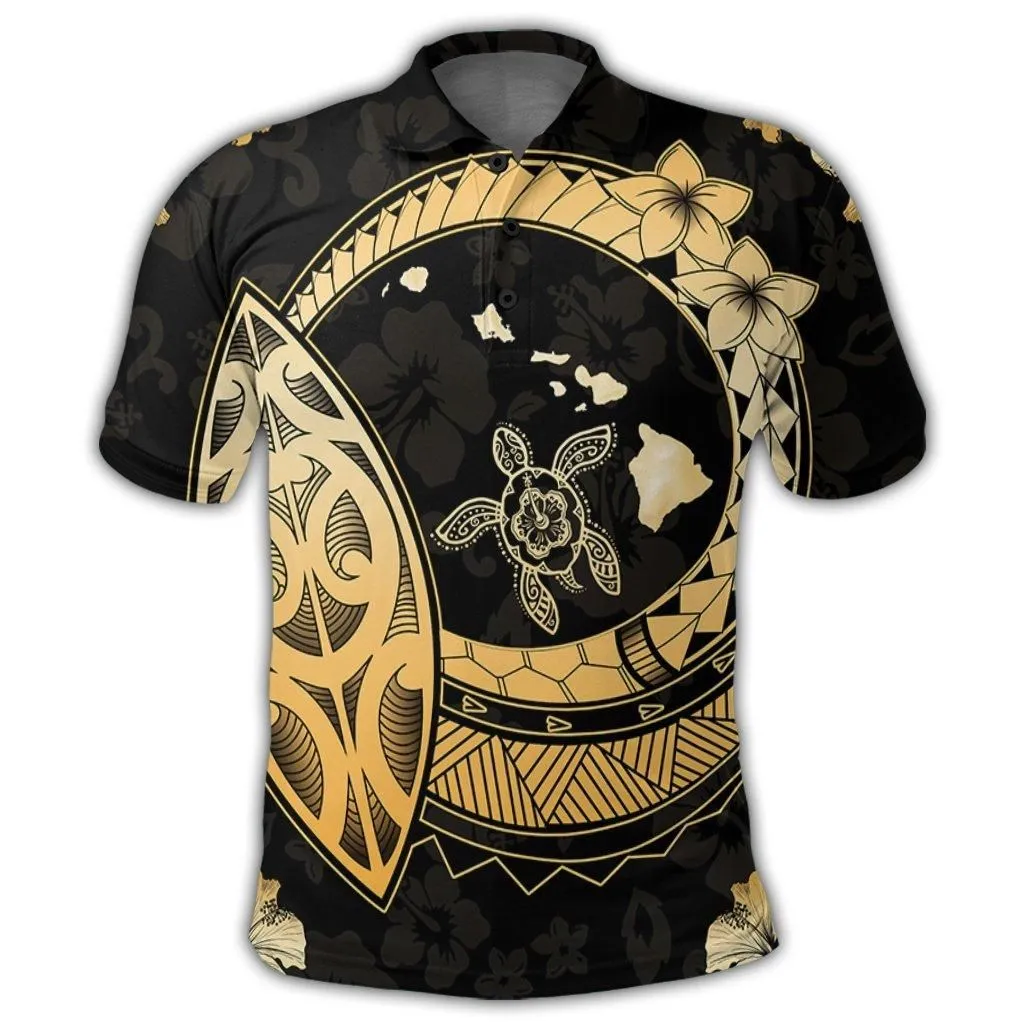 Hawaii Turtle Hibiscus Map Polynesian Polo Shirt - AH