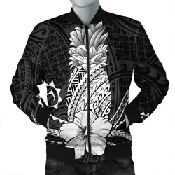 Alohawaii Jacket - Hawaii Polynesian Pineapple Hibiscus Bomber Jacket - White - AH - J4R