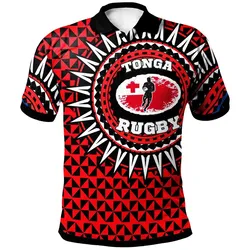 Tonga Polo Shirt -Rugby Style Red Black Color - BN20