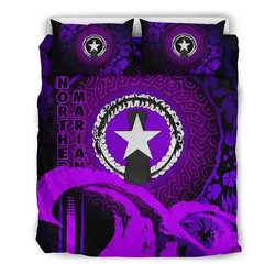 FamilyGater Bedding Set - Cover and Pillow Cases Northern Mariana Islands - Hibiscus And Wave Purple K7
